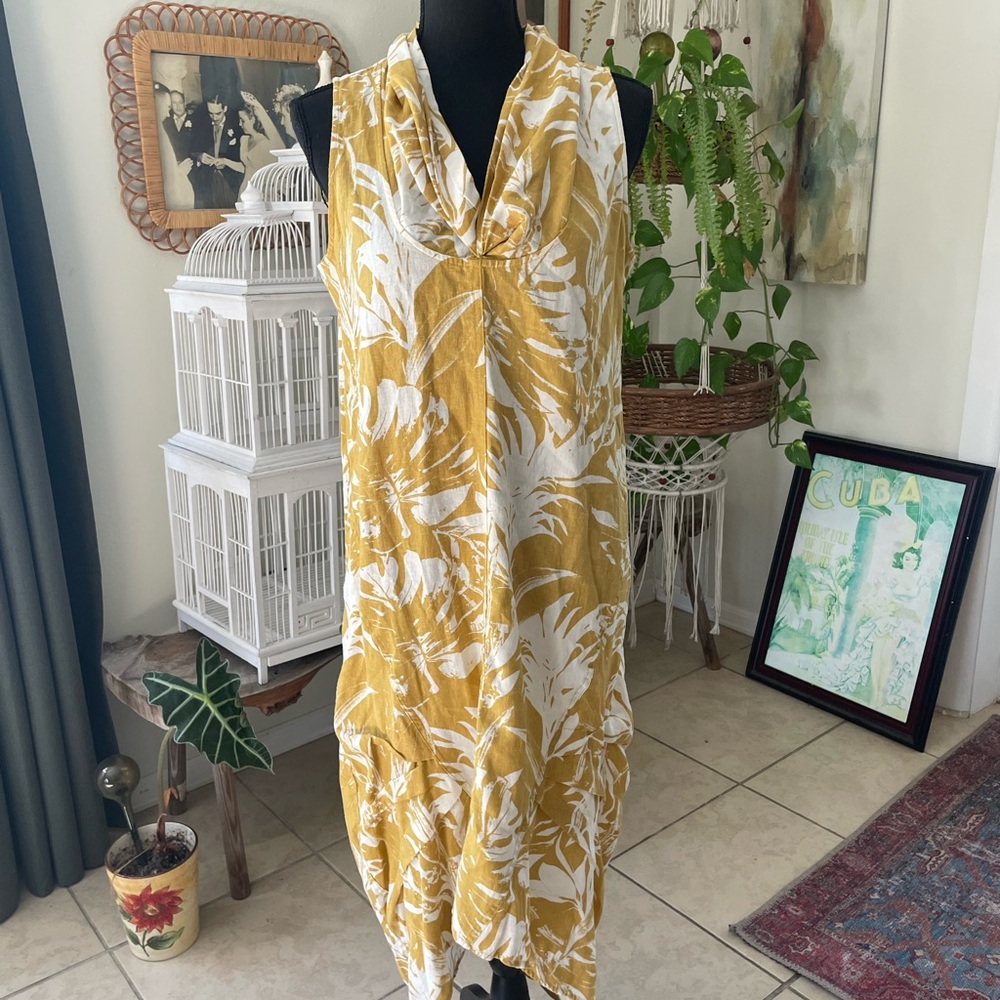 Cynthia Rowley Yellow and White Midi Dress